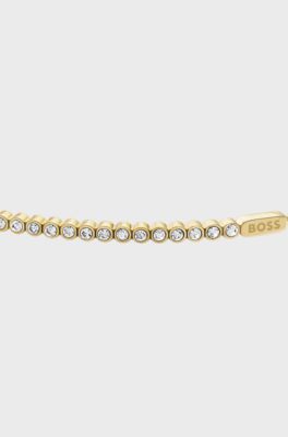 Pulsera en tono oro amarillo claro con cristales, Tono dorado