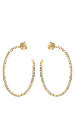 Refined earrings with signature branding, Gold tone