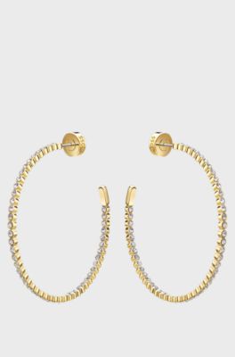 Refined earrings with signature branding, Gold tone