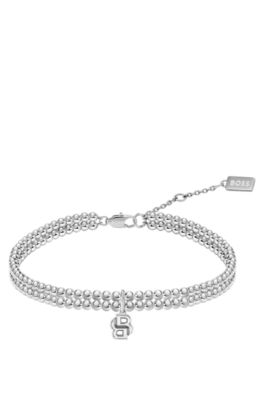 Contemporary bracelet with minimalist design, Silver tone