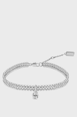 Contemporary bracelet with minimalist design, Silver tone