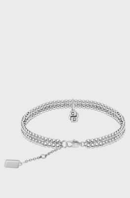 Contemporary bracelet with minimalist design, Silver tone