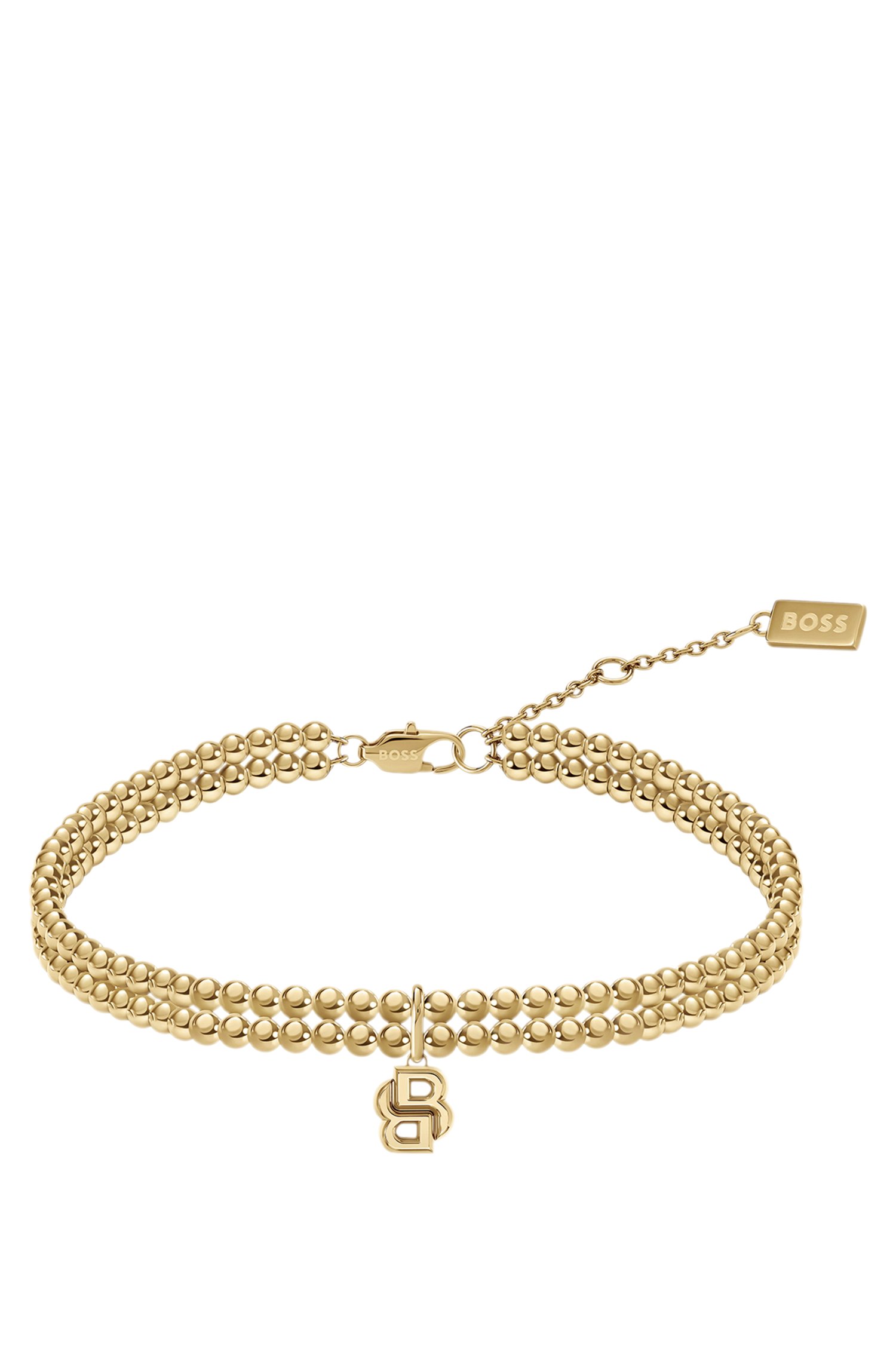 Boss Double-row bracelet in a light-yellow-gold tone armband dam