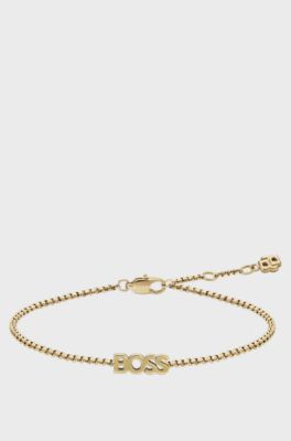 Logo bracelet in a light-yellow-gold tone, Gold tone
