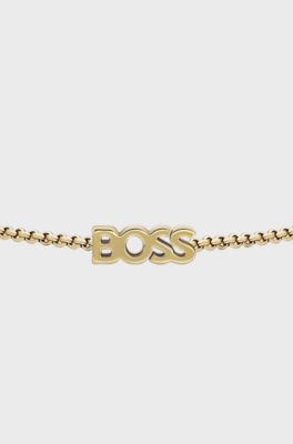 Logo bracelet in a light-yellow-gold tone, Gold tone