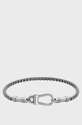 Modern Bracelet with Signature Detailing, Silver tone