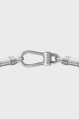 Modern Bracelet with Signature Detailing, Silver tone