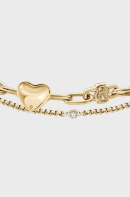 Finely crafted bracelet with branded details, Gold tone