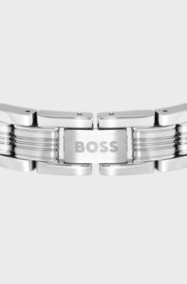 Modern bracelet with understated brand details, Silberfarben