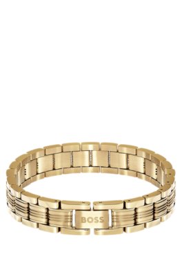 Light-yellow-gold-tone cuff with multi-link design