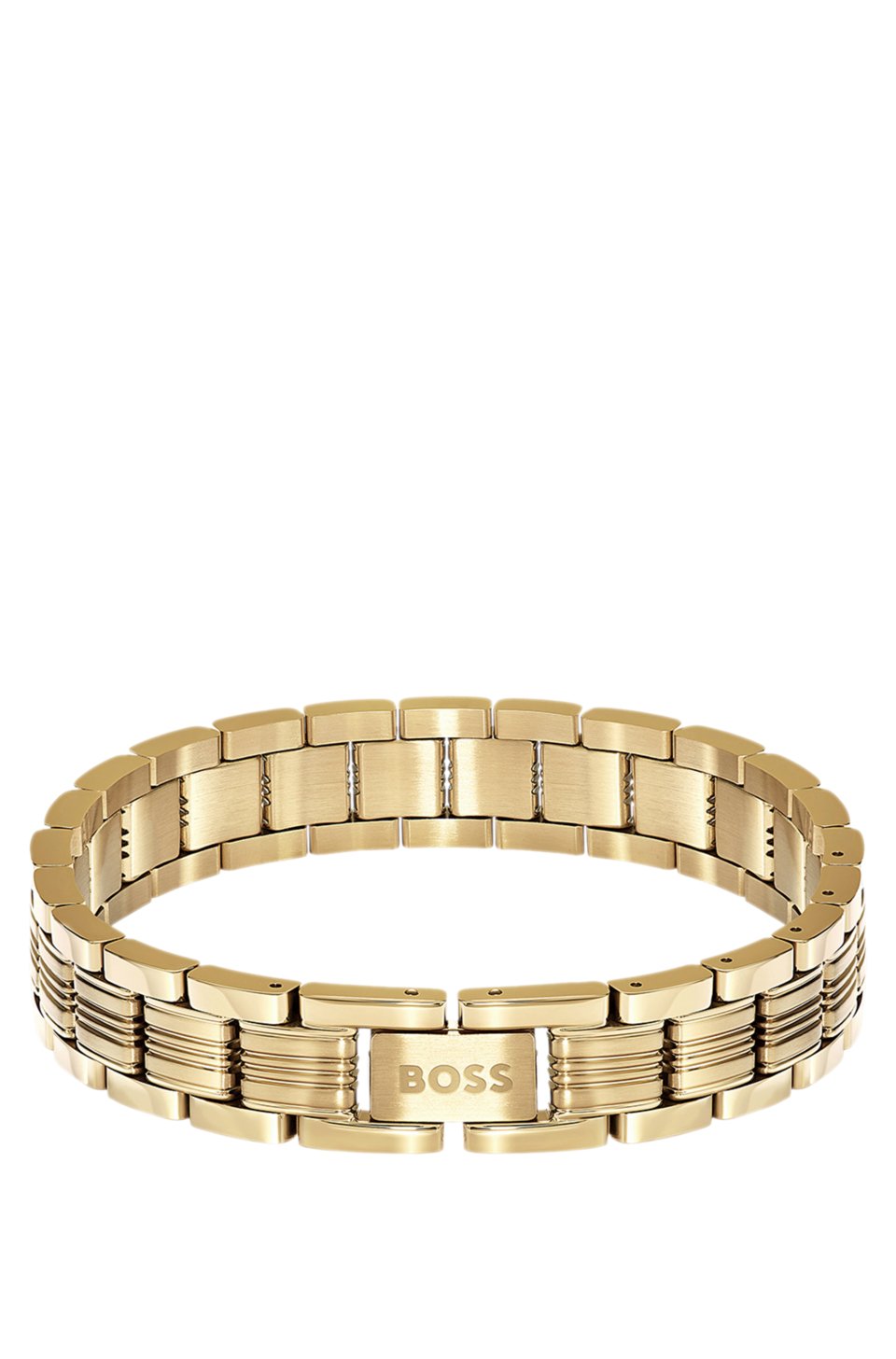 Light-yellow-gold-tone cuff with multi-link design