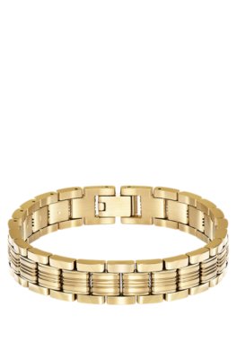 Boss Light-yellow-gold-tone cuff with multi-link design armband herr – bild 3