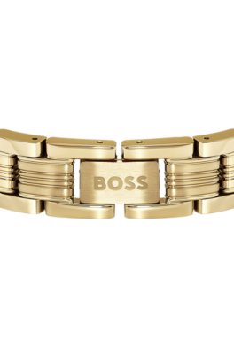 Boss Light-yellow-gold-tone cuff with multi-link design armband herr – bild 2