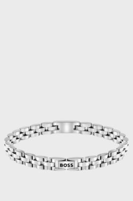 Stainless-steel cuff with Double B monogram, Silver tone