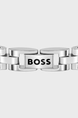 Stainless-steel cuff with Double B monogram, Silver tone
