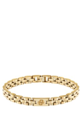 Light-yellow-gold-tone cuff with logo details