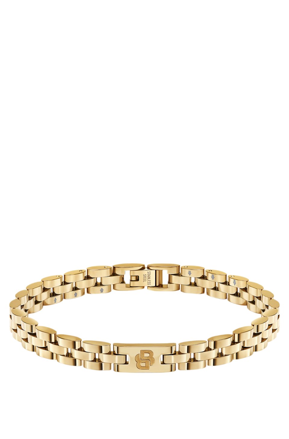 Light-yellow-gold-tone cuff with logo details