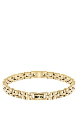 Boss Light-yellow-gold-tone cuff with logo details armband herr – bild 3