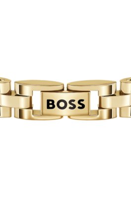Boss Light-yellow-gold-tone cuff with logo details armband herr – bild 2
