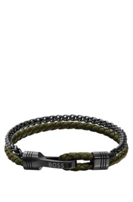 Sleek bracelet with polished hardware details, Dark Green