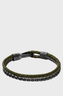 Sleek bracelet with polished hardware details, Dark Green