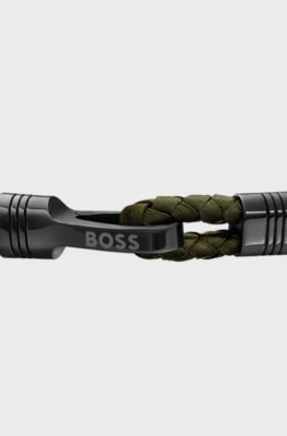 Sleek bracelet with polished hardware details, Dark Green