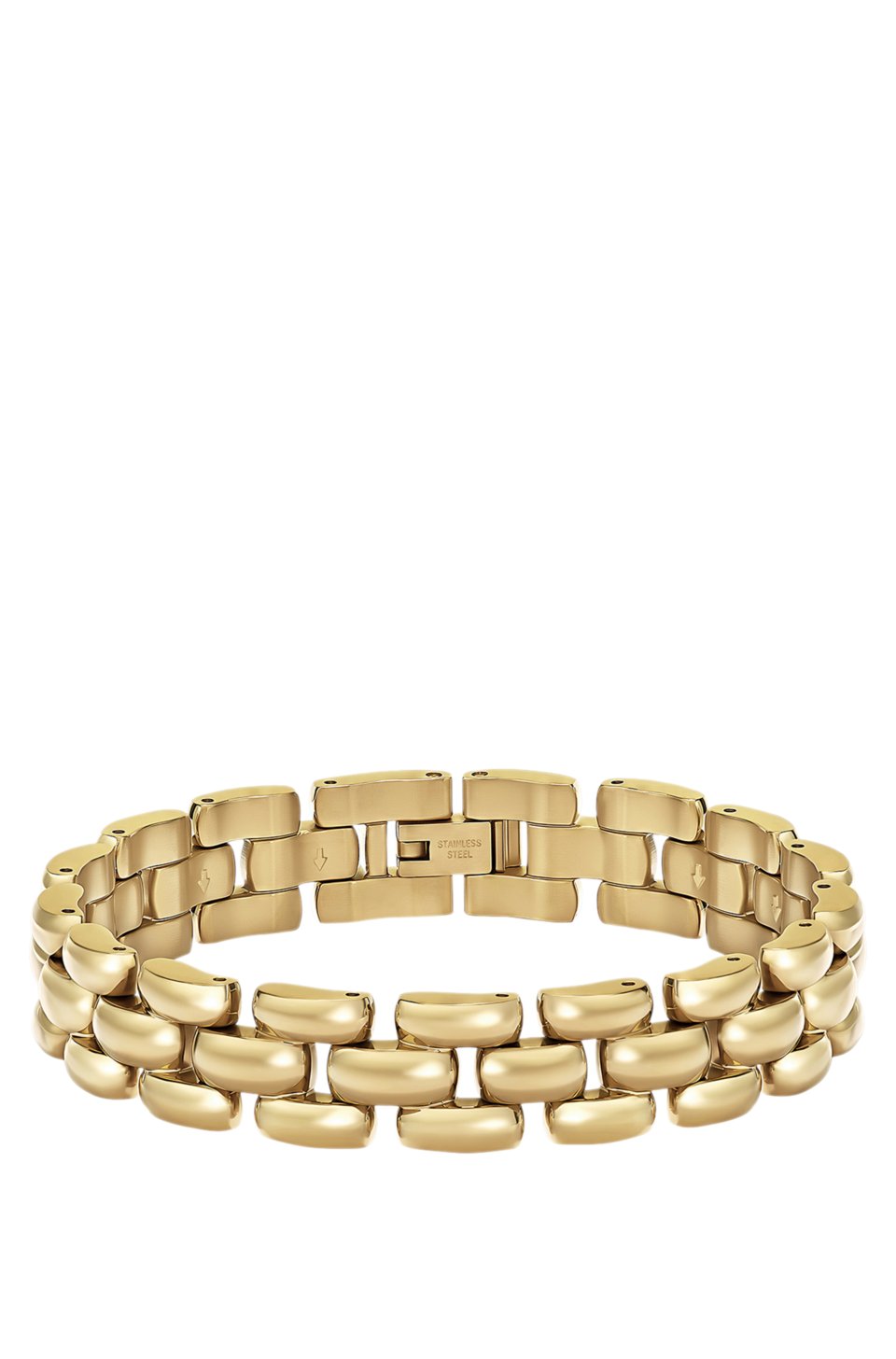 Polished bracelet with engraved logo detail
