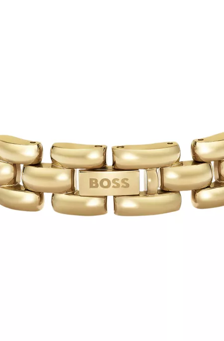 Polished bracelet with engraved logo detail