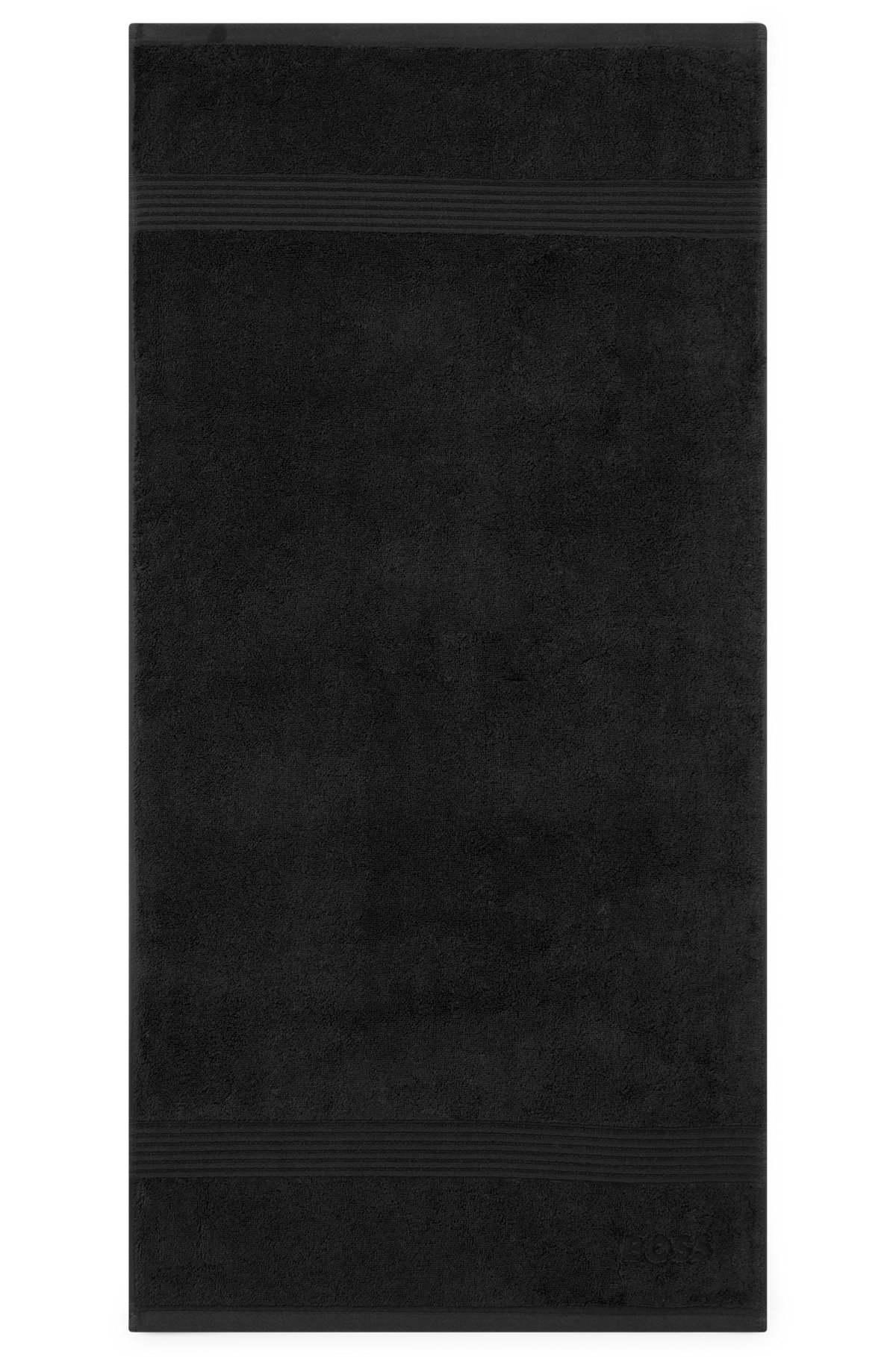 Black Aegean-cotton hand towel with tonal logo, Black