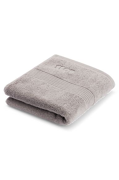 Handdoek van zilverkleurige Egeïsche katoen met ton-sur-ton logo, Zilver