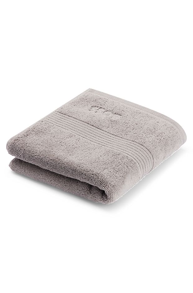 Sølvfarvet håndklæde i ægæisk bomuld med tone-i-tone logo, Sølv