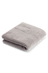 Asciugamano in cotone egeo color argento con logo tono su tono, Argento