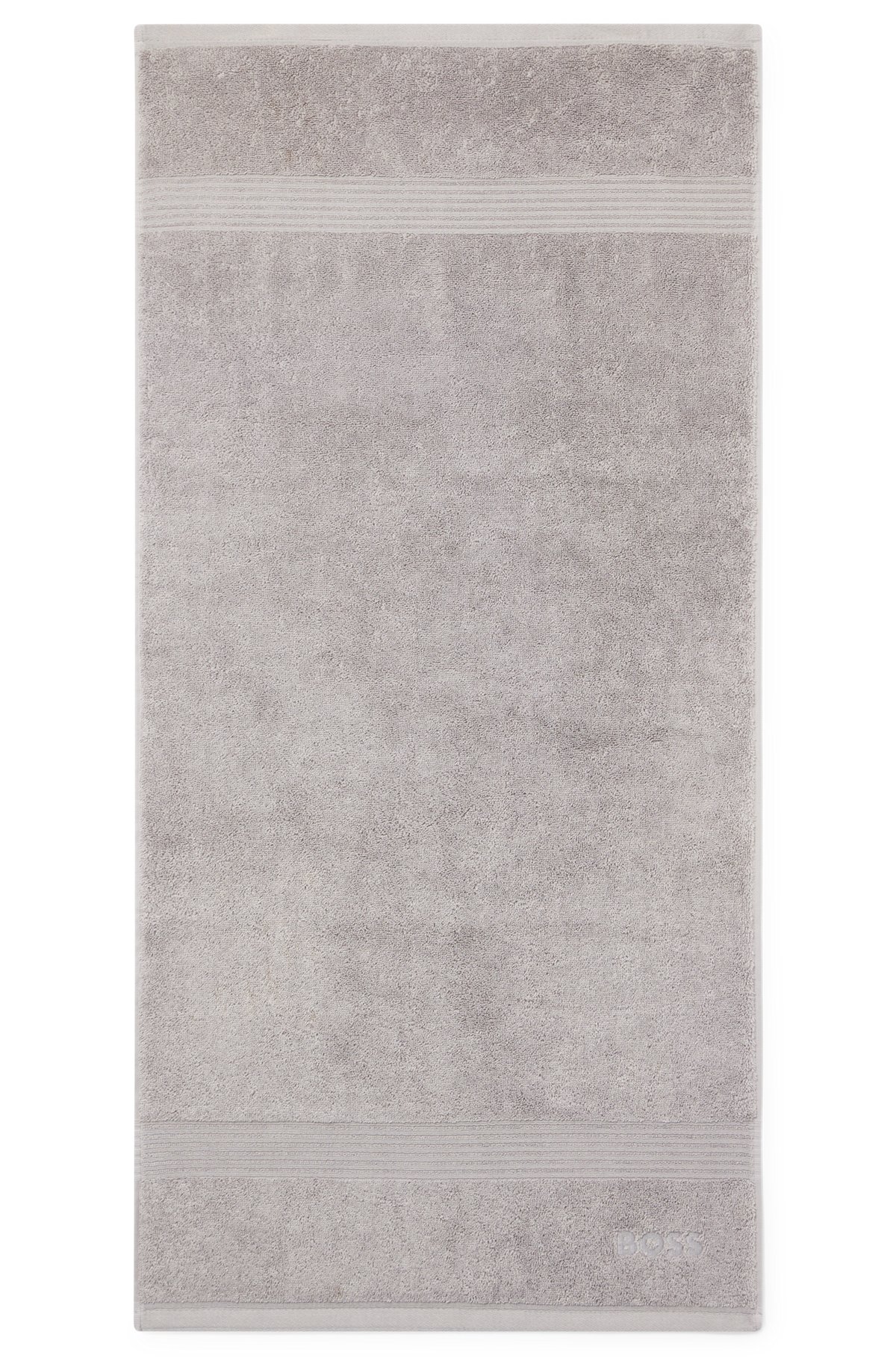 Silver Aegean-cotton hand towel with tonal logo, Silver
