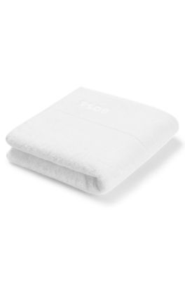 White Aegean-cotton hand towel with tonal logo, White