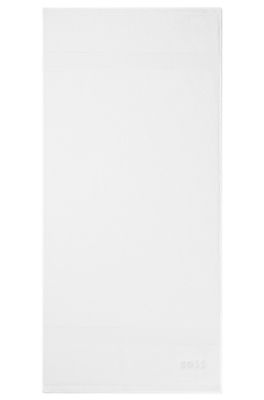 White Aegean-cotton hand towel with tonal logo, White