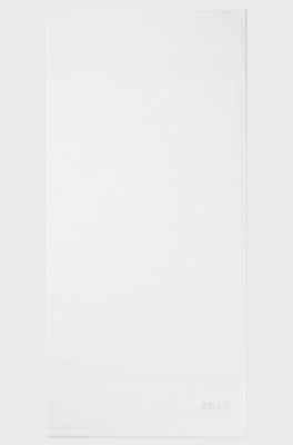 White Aegean-cotton hand towel with tonal logo, White