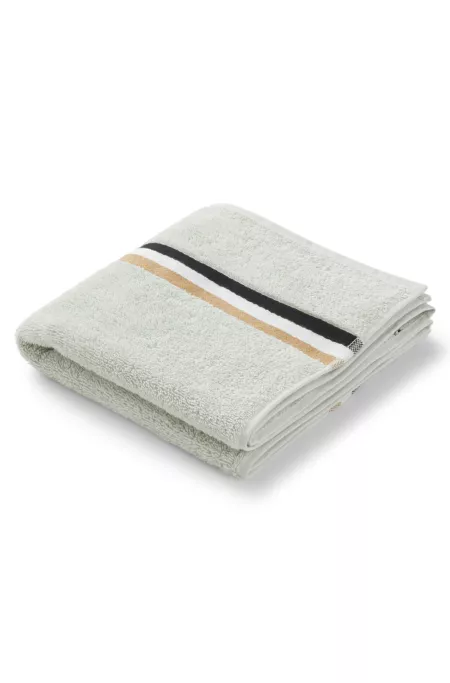 Cotton hand towel with signature-stripe border