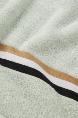 Cotton hand towel with signature stripe, Light Green