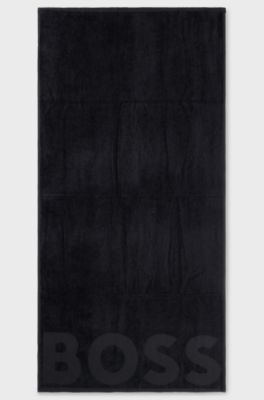 Cotton hand towel with tonal logo, Dark Grey