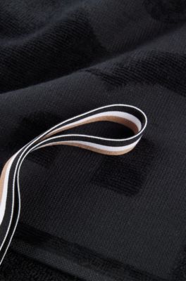 Cotton hand towel with tonal logo, Dark Grey