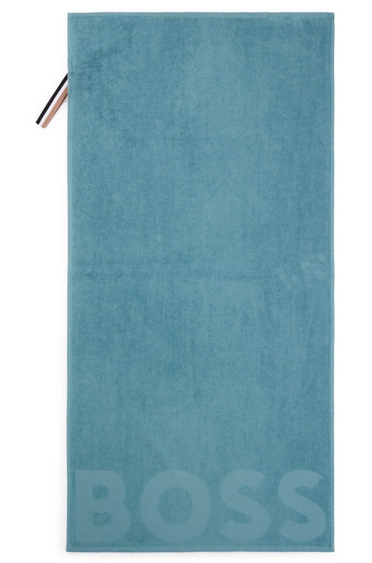 Cotton hand towel with tonal logo, Turquoise