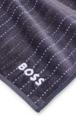 Handtuch aus Baumwoll-Samt mit gestickten Details, Dunkelgrau