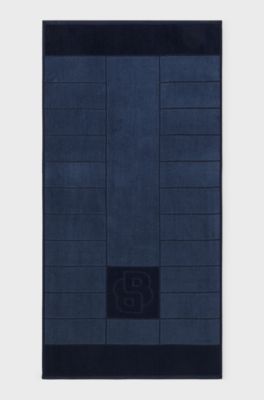 Cotton hand towel with carved Double B monogram, Dark Blue