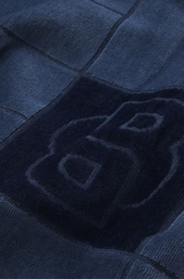 Cotton hand towel with carved Double B monogram, Dark Blue