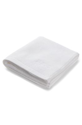 Cotton hand towel with contrast embroidered logo, White