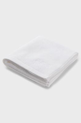Cotton hand towel with contrast embroidered logo, White
