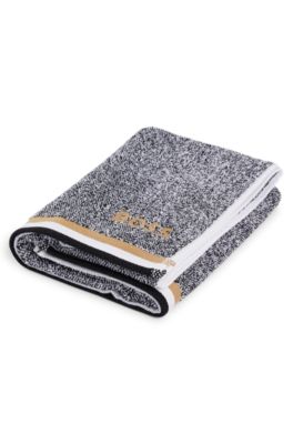 Cotton-jacquard hand towel with signature stripe, Grey