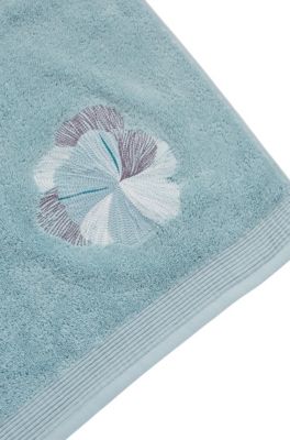 Serviette de toilette en coton avec broderie, Bleu