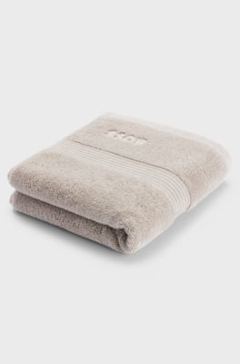Cotton hand towel with embroidered logo, Light Beige