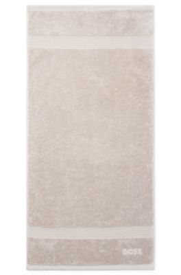 Logo hand towel in Aegean cotton, Light Beige